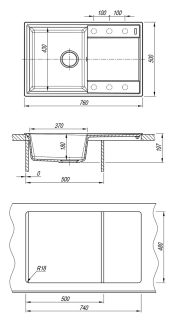 Кухонная мойка Lemark Imandra 760 9910030 шампань